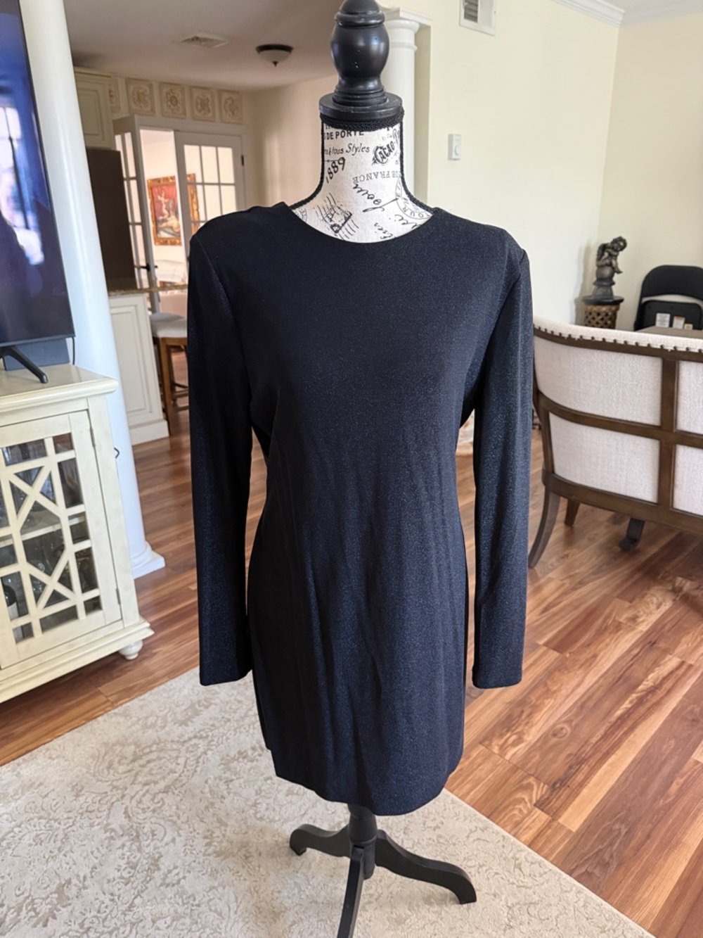 Bar III Black shimmer Long-Sleeve Shift Dress